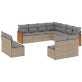  The Living Store Vrtna sedežna garnitura 11-delna z blazinami bež poli ratan - Vrtna Sedežna Garniture, (21443551) | Shoptok.si