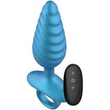 Play House Deep Ribbed Anal Plug Vibrating with Remote Blue | Shoptok.si