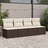 2-dijelni set vrtnih sofa poliratan i bagrem s jastucima smeđi | shoptok.hr