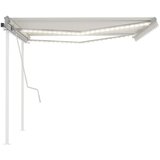 vidaXL tenda na ručno uvlačenje s LED svjetlima 4 x 3 m krem | shoptok.hr