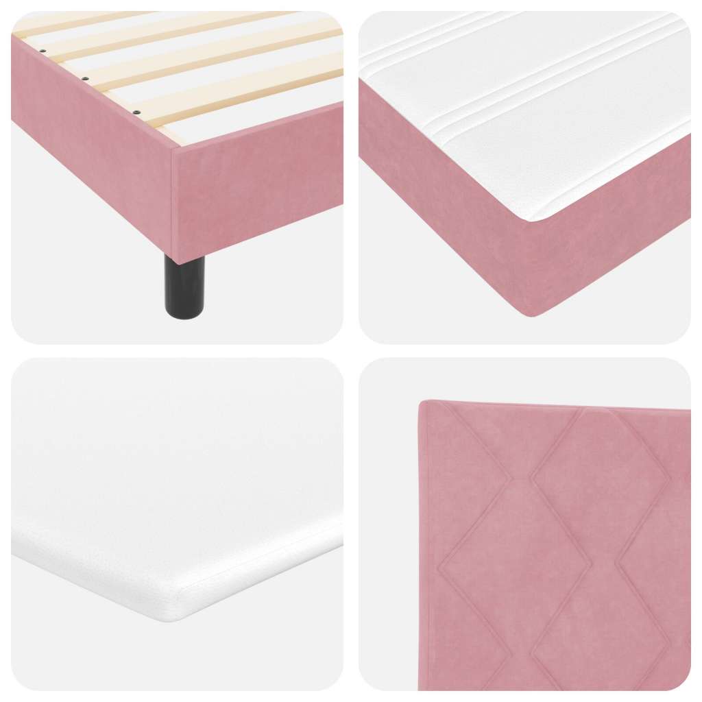 vidaXL Box Spring Postelja z Vzmetnico Roza 90x200 cm Žamet | Shoptok.si