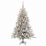  Umjetno božićno drvce s kuglicom 150 cm 150 LED lampica - Zelena i bijela 150 cm s LED-ima i ružičastim lopticama | shoptok.hr