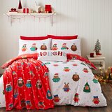 Catherine Lansfield Rdeča/bela podaljšana posteljnina za zakonsko posteljo 230x220 cm Party Robins – | Shoptok.si