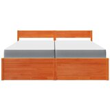  Postelja s predali in vzmetnico vošč. rjava 200x200 cm borovina | Shoptok.si