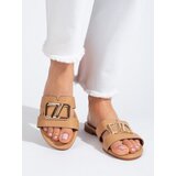 SHELOVET Flat flip-flops with beige decoration Cijene