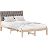 vidaXL Posteljni okvir z oblazinjenim vzglavjem Rjava 120 x 200 cm | Shoptok.si