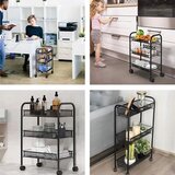 Modern Home metalna mobilna polica za kupatilo sa 3 nivoa i točkićima black u