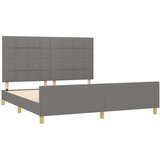  Posteljni okvir z vzglavjem temno siv 160x200 cm blago, (20795164) | Shoptok.si