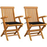Maison Chic Vrtni stoli - Stol za vrt s črnimi blazinami 2 kosa trdna tikovina JS1925, (21878625) | Shoptok.si