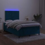 Krevet box spring s madracem LED tamnoplavi 120x200 cm baršun | shoptok.hr