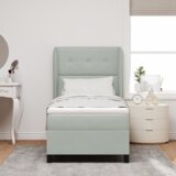 Box Spring Krevet s Madracem Svjetlosiva 90x190 cm Baršun | shoptok.hr