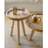 Kave Home Okrogla stranska mizica iz masivnega tika ø 35 cm Glenda – | Shoptok.si