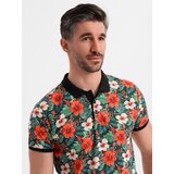 Ombre Cotton polo shirt with floral print - black | shoptok.hr