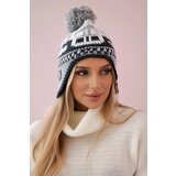 Kesi Cap with a pompom Rosa K368 white+graphite+dark grey Cijene