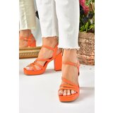 Fox Shoes Orange Thick Platform Heels Women's Shoes Cene