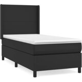  s oprugama i madracem crni 90x190 cm od umjetne kože | shoptok.hr