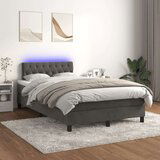  Box spring postelja z vzmetnico LED temno siva 120x200 cm žamet, (20929714) | Shoptok.si