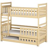 Molarem Home Drveni dječji krevet na kat Oliwia s tri kreveta - svijetlo drvo - 180x80 cm - Madrac PE pjena 8 cm-spužvasti madrac | shoptok.hr