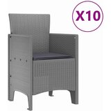 vidaXL Vrtni Set za Jelo 11 pcs Siva 250 x 100 x 73 cm Poliratan | shoptok.hr