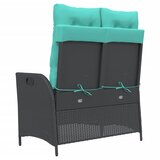  Vrtni naslonjač s jastucima crni od poliratana Crna 104 x 59 x 93 cm | Shoptok.si