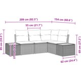 vidaXL 4-delna vrtna kavčna garnitura z blazinami Črna Poli Ratan Akacija | Shoptok.si