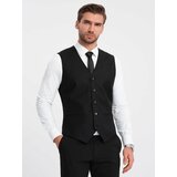 Ombre Men's suit vest without lapels - black Cene