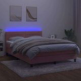  Box spring postelja z vzmetnico LED roza 80x200 cm žamet | Shoptok.si