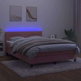  Box spring s madracem LED ružičasti 140x200cm baršunasti | shoptok.hr