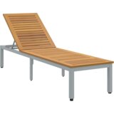 vidaXL Sončni ležalnik Siva 200x55x35 cm Trden les akacija | Shoptok.si