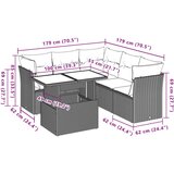  6-dijelni set vrtnih sofa s jastucima bež od poliratana | shoptok.hr