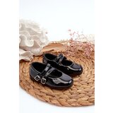 Kesi Patent leather children's ballet flats with straps, black Margenis Cijene
