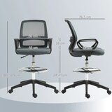  Ergonomska uredska stolica s naslonima za ruke i podesivim obručem za noge mrežasta presvlaka siva | shoptok.hr