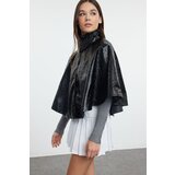 Trendyol Black Oversize Shiny Cape Coat Cene