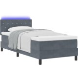 vidaXL Postelja s pomičnim vzmetenjem in blazino & LED Temno siva 90x190 cm Žamet | Shoptok.si