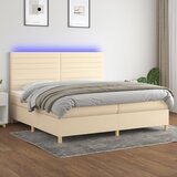  The Living Store Box spring postelja z vzmetnico LED krem 200x200 cm blago - Box Spring Postelja, (21521060) | Shoptok.si
