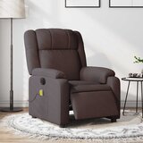vidaXL električni masažni naslanjač temno rjavo blago | Shoptok.si