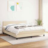  Box spring postelja z vzmetnico krem 180x200 cm blago | Shoptok.si