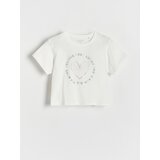 Reserved - Pamučna majica s printom - krem | shoptok.hr