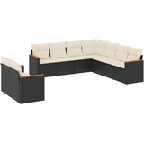  9-dijelni set vrtnih sofa s jastucima crni od poliratana | shoptok.hr