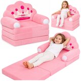  Reclining Armchair Sofa Lounger with Crown 2in1 For Children Soft Pink Cene