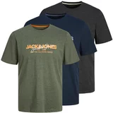 Jack & Jones Majica 'ALVIS' mornarska / temno siva / večbarvno zelena / oranžna