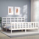 Maison Chic Posteljni okvir - Dvoposteljna postelja - Zakonska postelja brez vzmetnice bel 200x200 cm trdna borovina-J3717, (21765455) | Shoptok.si