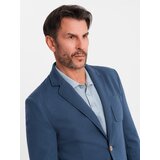 Ombre Men's SLIM knit jacket with subtle texture - dark blue | Shoptok.si