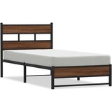 Maison Chic Kovinski Posteljni okvir - Enojna postelja - Postelja za odrasle brez vzmetnice rjavi hrast 100x200 cm, (21697402) Cene