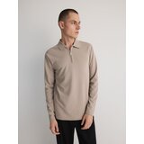 Reserved polo majica comfort fit z dolgimi rokavi - bež cene