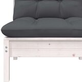 vidaXL Srednja vrtna sofa s jastucima bijela od masivne borovine | shoptok.hr