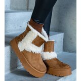  Brown eco-suede platform snow boots decorated with fur Peters | shoptok.hr