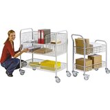 eurokraft pro pisarniški in poštni voziček, nosilnost 200 kg, bela aluminijasta, dxšxv 890 x 380 x 1010 mm, 2 nivoja | Shoptok.si