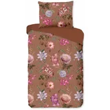 Le Bonom Terakota rjava bombažna posteljnina Blossom, 160 x 220 cm