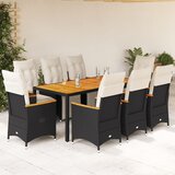  9-dijelni vrtni bistro set od poliratana s jastucima crni | shoptok.hr